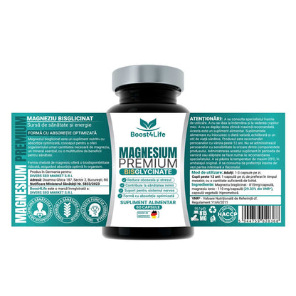 Magneziu Bisglicinat, 60 capsule vegane